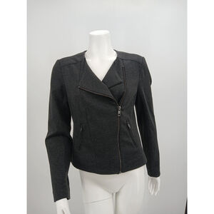 Catherine Malandrino Jacket Charcoal Moto Zip Front Long Sleeve Size S